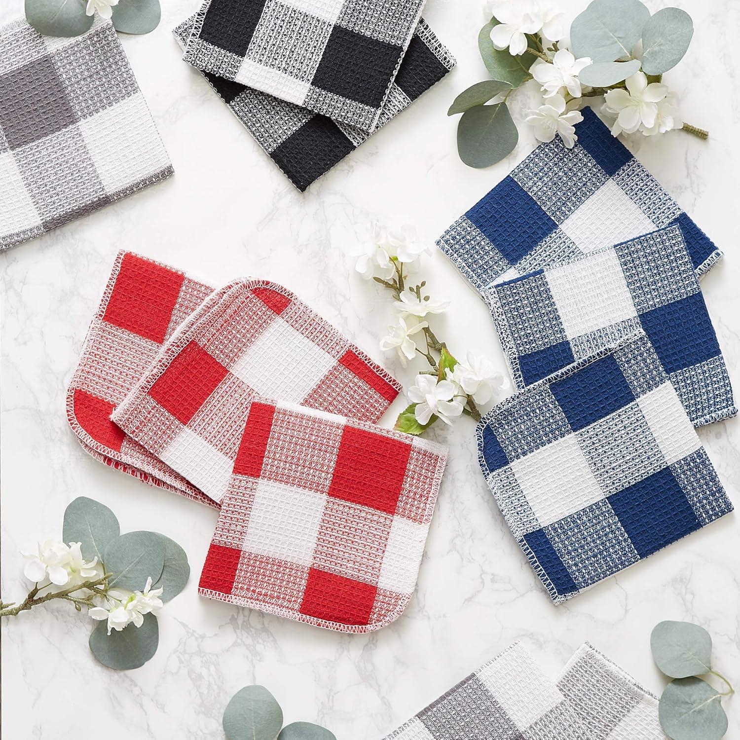 Juego de 6 paños de cocina DII Cuadro de búfalo 30x30 cm