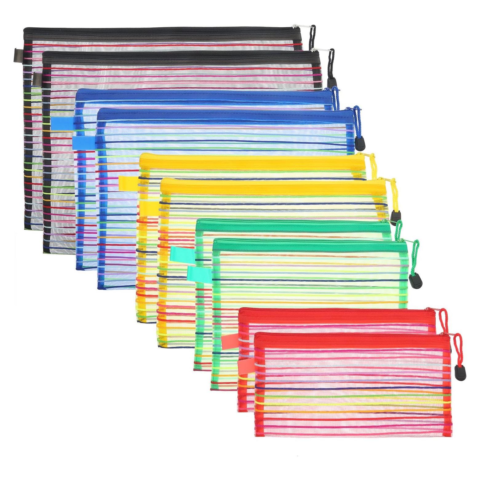 HESTYA 10 Bolsas de Malla con Cremallera 5 Colores y Tamaños
