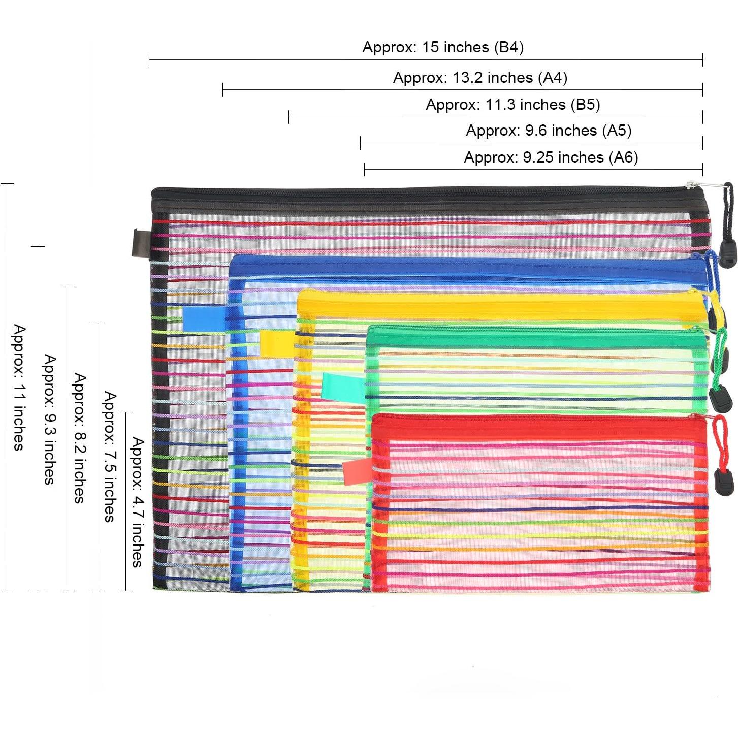 HESTYA 10 Bolsas de Malla con Cremallera 5 Colores y Tamaños