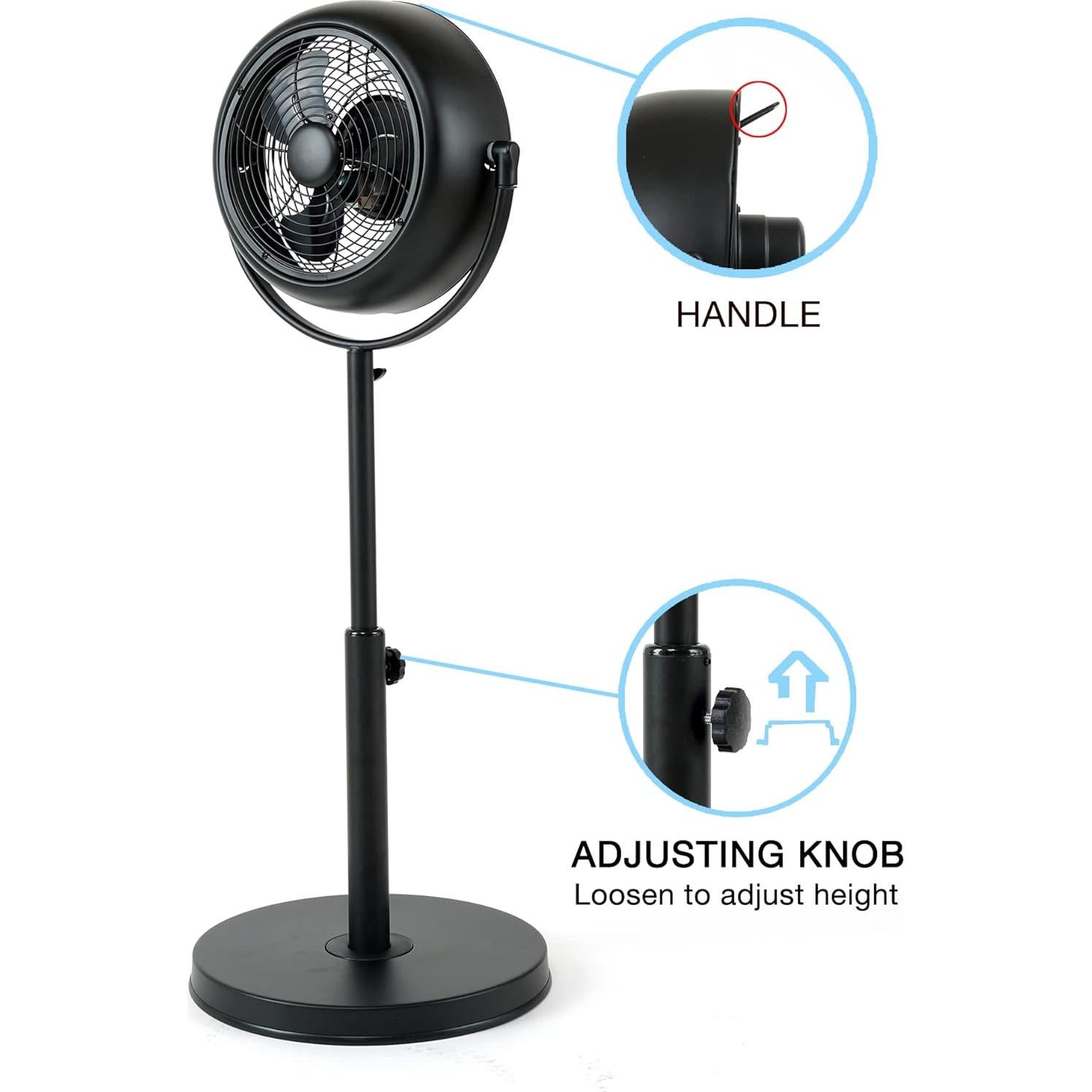 Ventilador de pedestal industrial Simple Deluxe 20W 8" negro