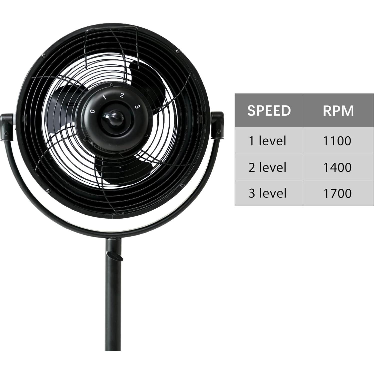 Ventilador de pedestal industrial Simple Deluxe 20W 8" negro