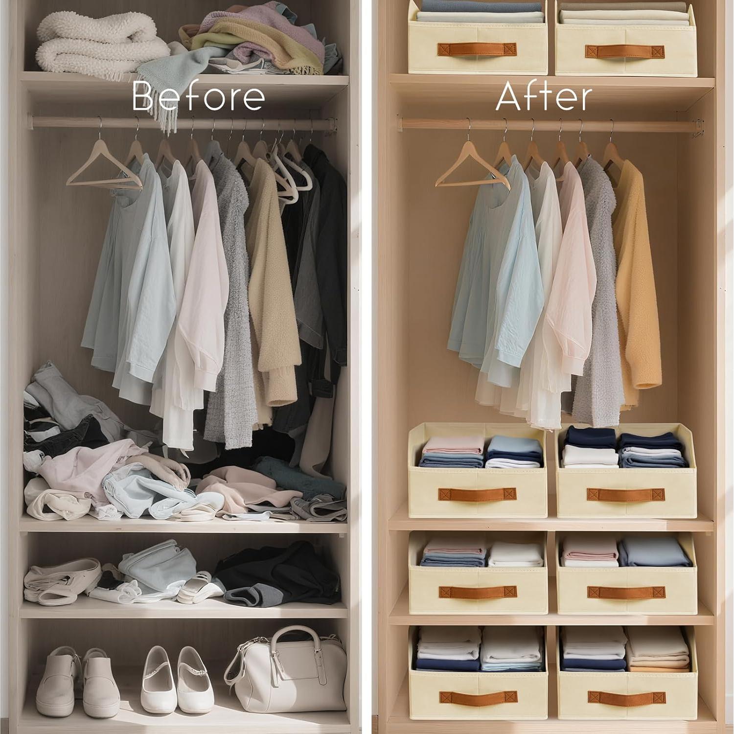 Cajas de Almacenamiento Plegables Homsorout Beige - 4 Unidades