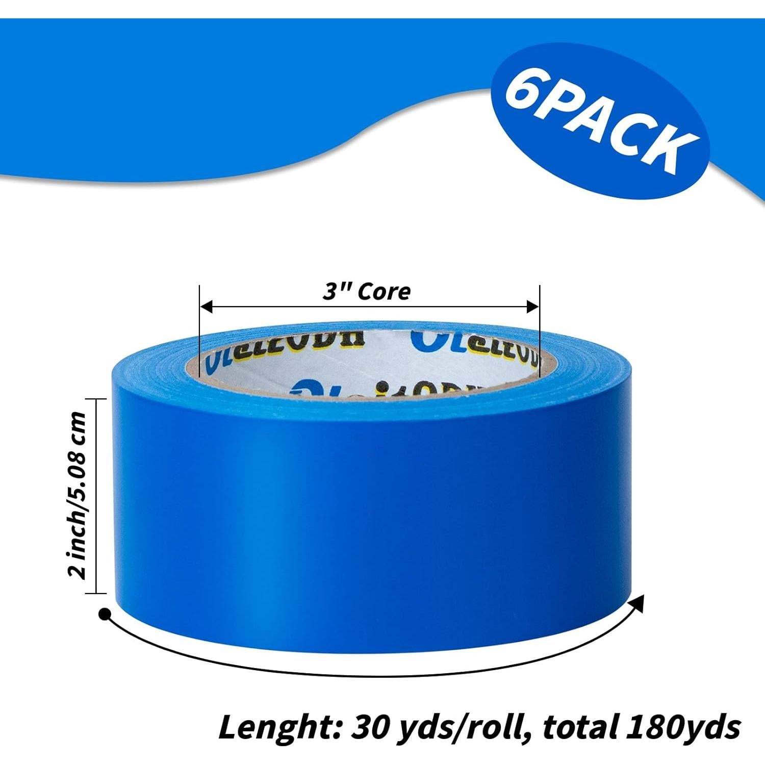 Cinta Adhesiva Azul Alta Resistencia Oleitodh 6 Rollos 5.08 cm x 164.59 m