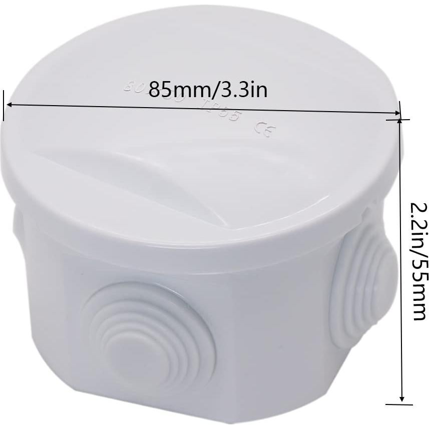 Caja de Conexiones Zulkit IP55 Plástico ABS 80x50mm Blanca