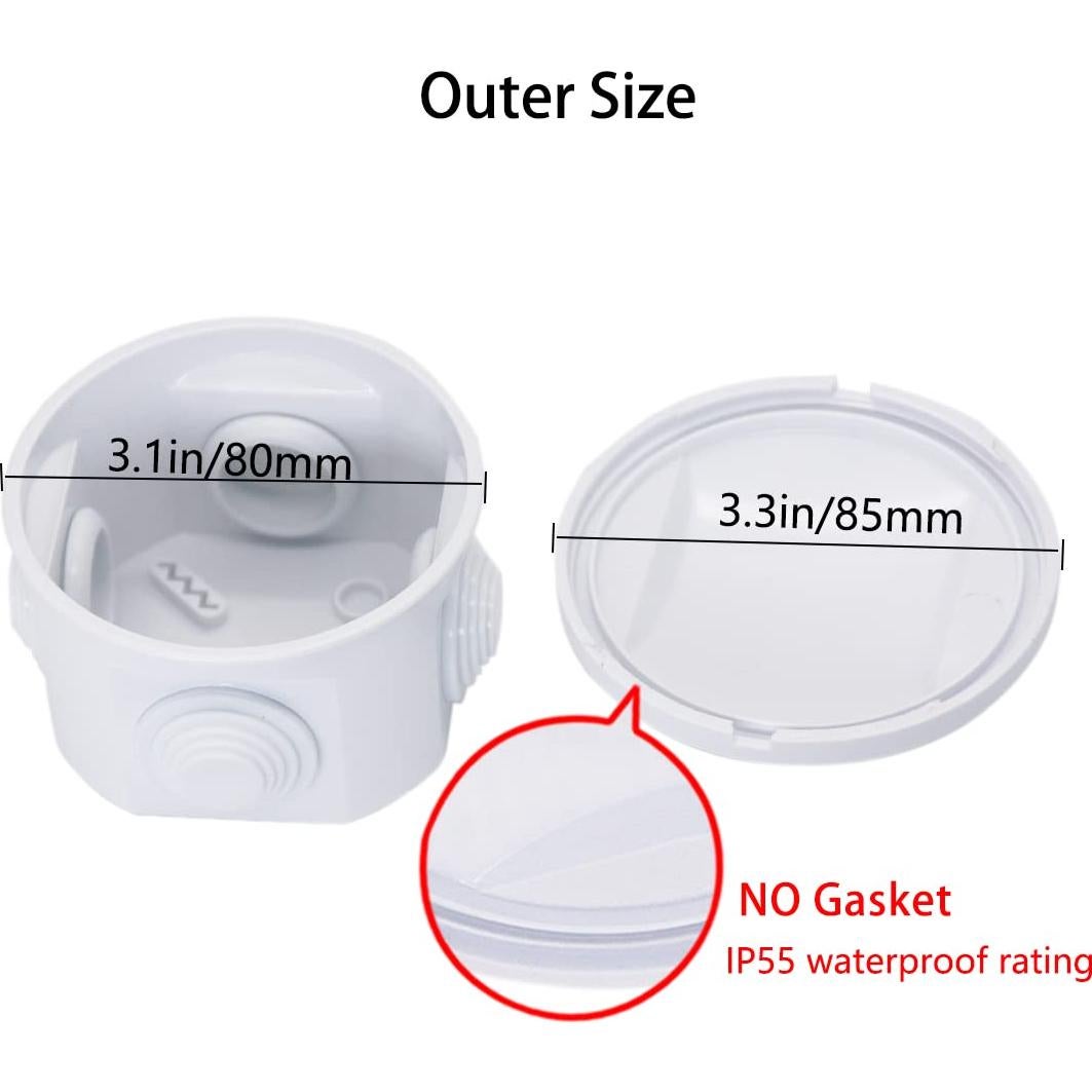 Caja de Conexiones Zulkit IP55 Plástico ABS 80x50mm Blanca