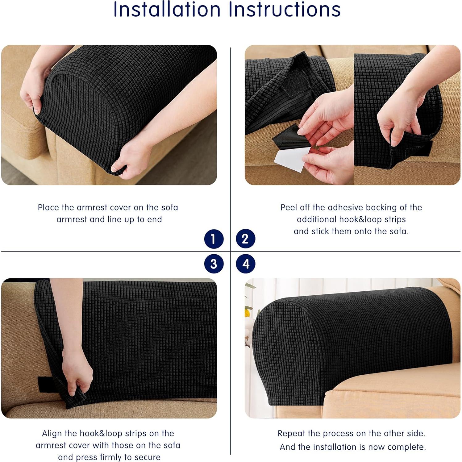 Fundas de Reposabrazos Estirables SUBRTEX 2pcs Negro Spandex