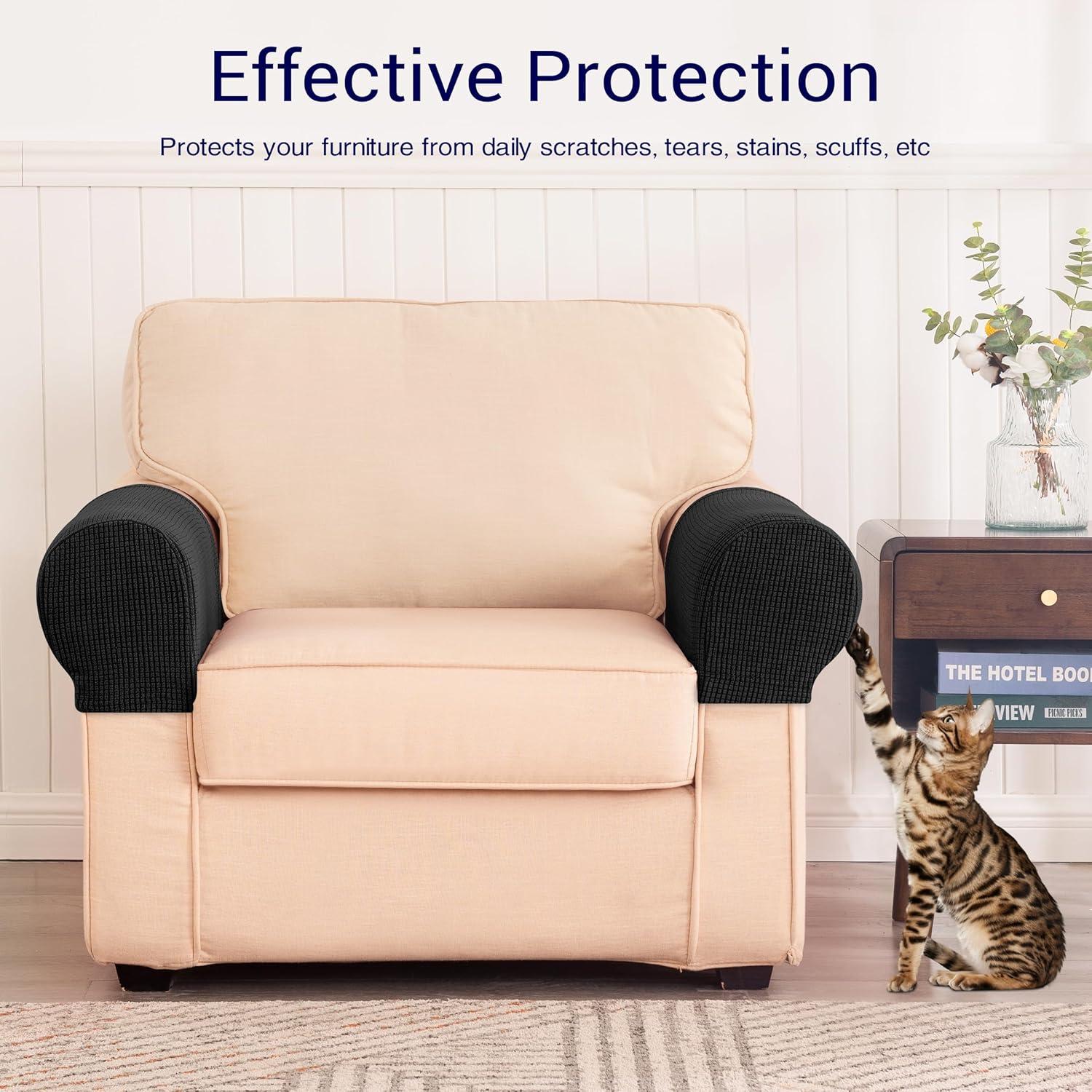 Fundas de Reposabrazos Estirables SUBRTEX 2pcs Negro Spandex