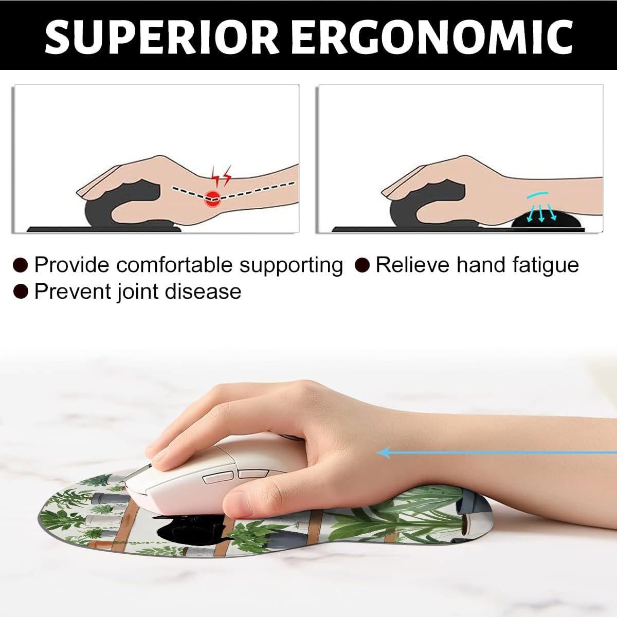 Alfombrilla de Ratón Ergonómica MIOOKISS con Diseño de Gato