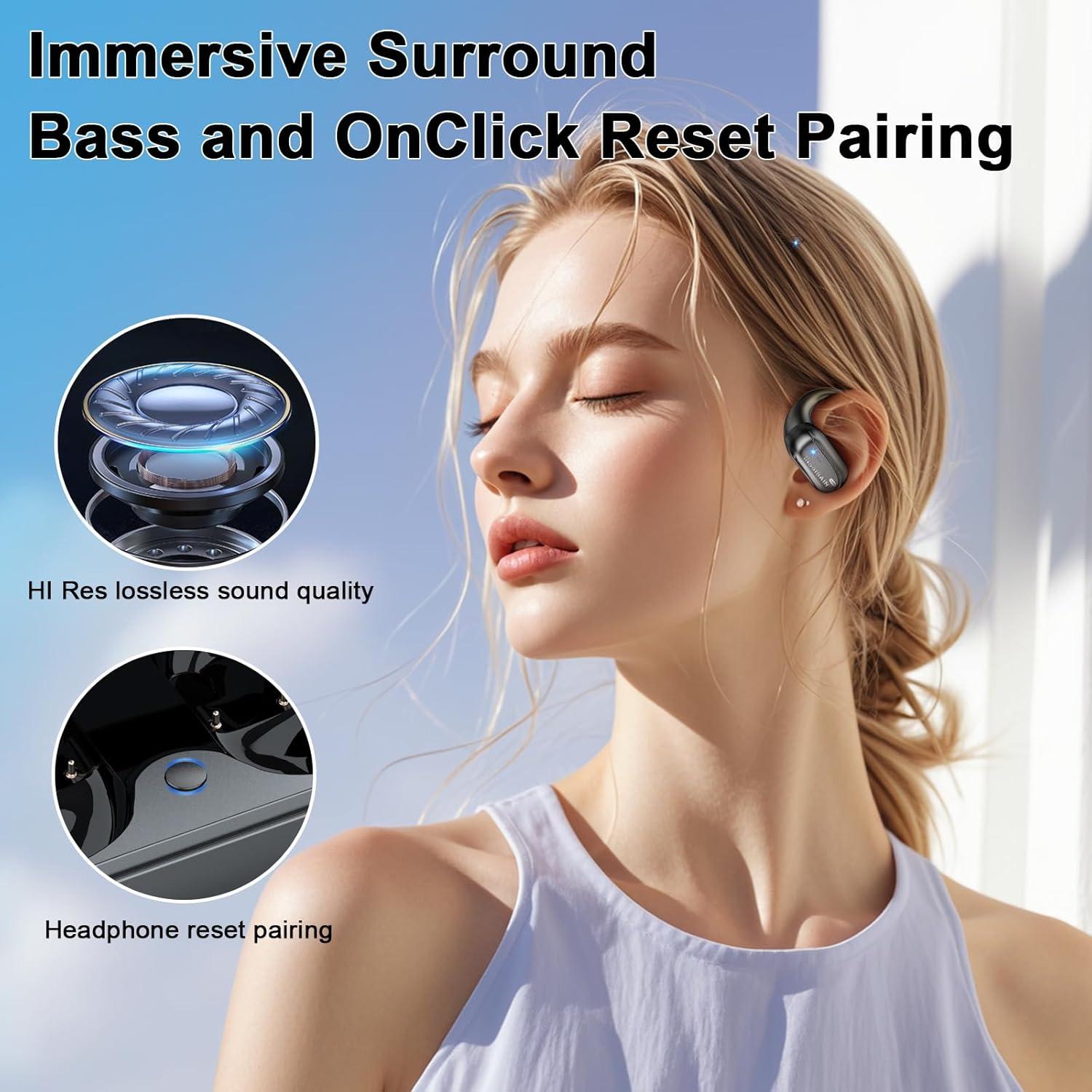 AI Translation Earbuds Real Time 164 Languages & Accents, Audifonos Traductores Inglés Español, IPX7 Waterproof & 10-Min Fast Charge, Bluetooth 5.4 Open-Ear Translator Earbuds for iOS/Android
