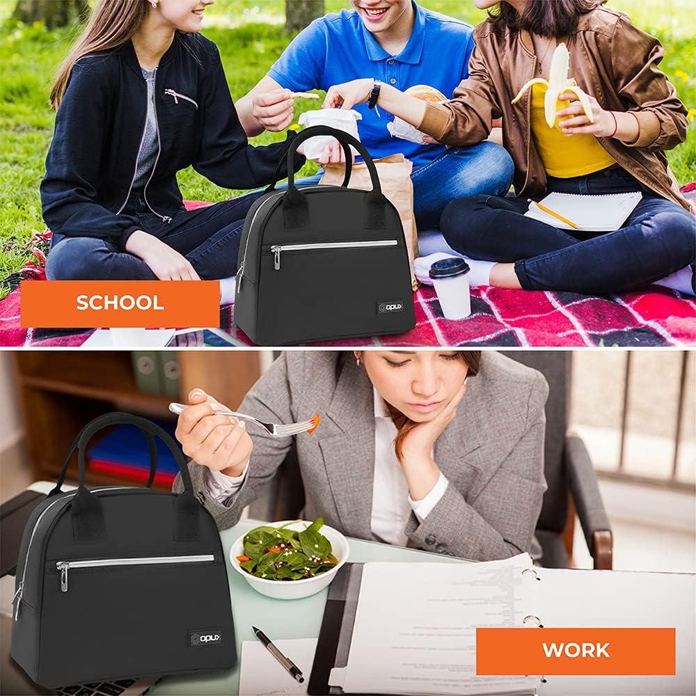 Caja de Almuerzo Aislada OPUX Negra 28x18x23 cm para Mujeres
