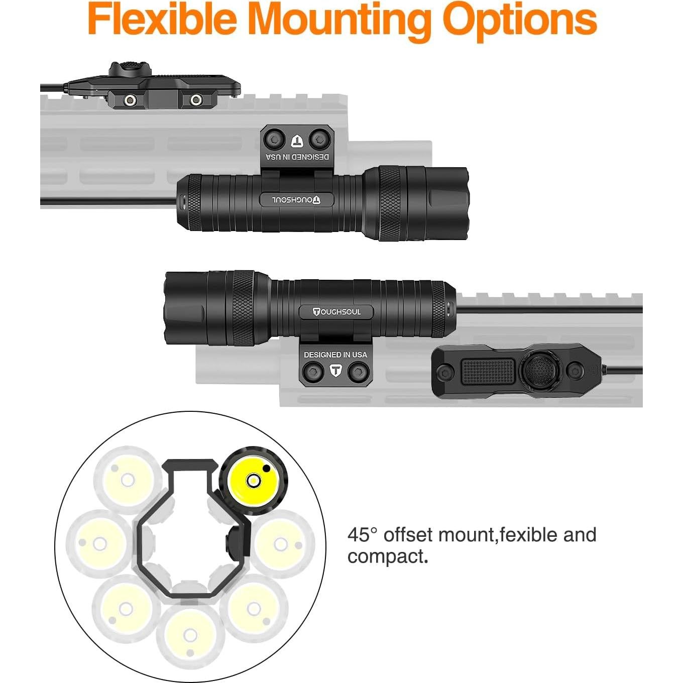 Linterna Táctica TOUGHSOUL 7019C 1250 Lúmenes LED y Láser