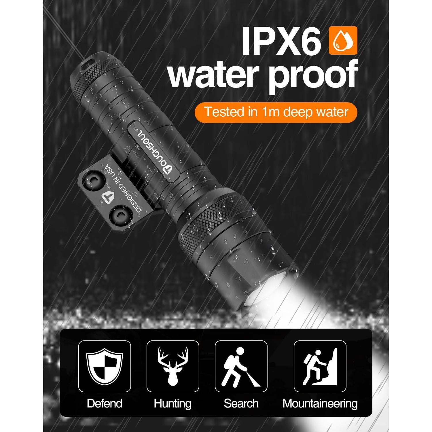 Linterna Táctica TOUGHSOUL 7019C 1250 Lúmenes LED y Láser