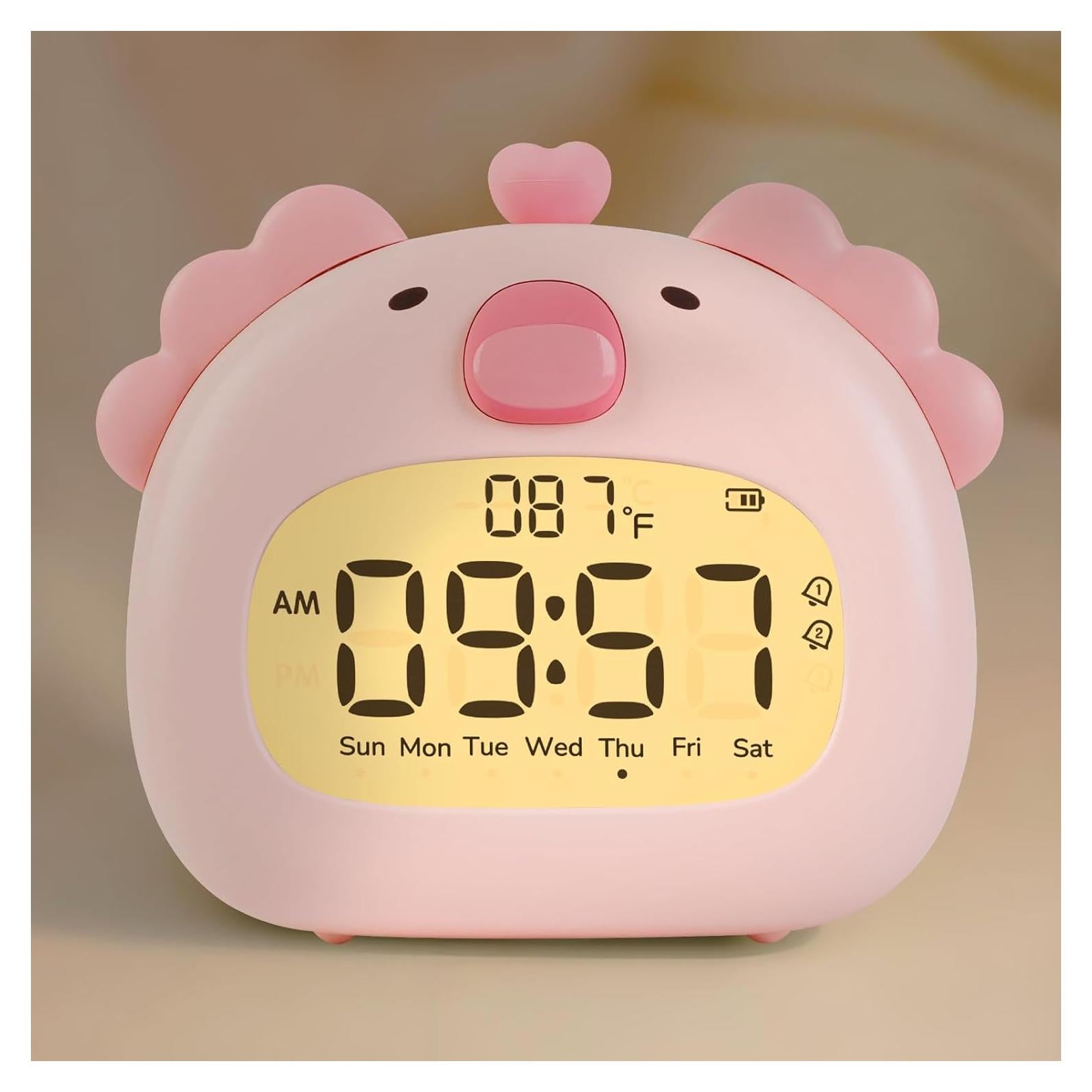 Reloj Despertador Digital Aokpsrt Axolotl Rosa con Luz