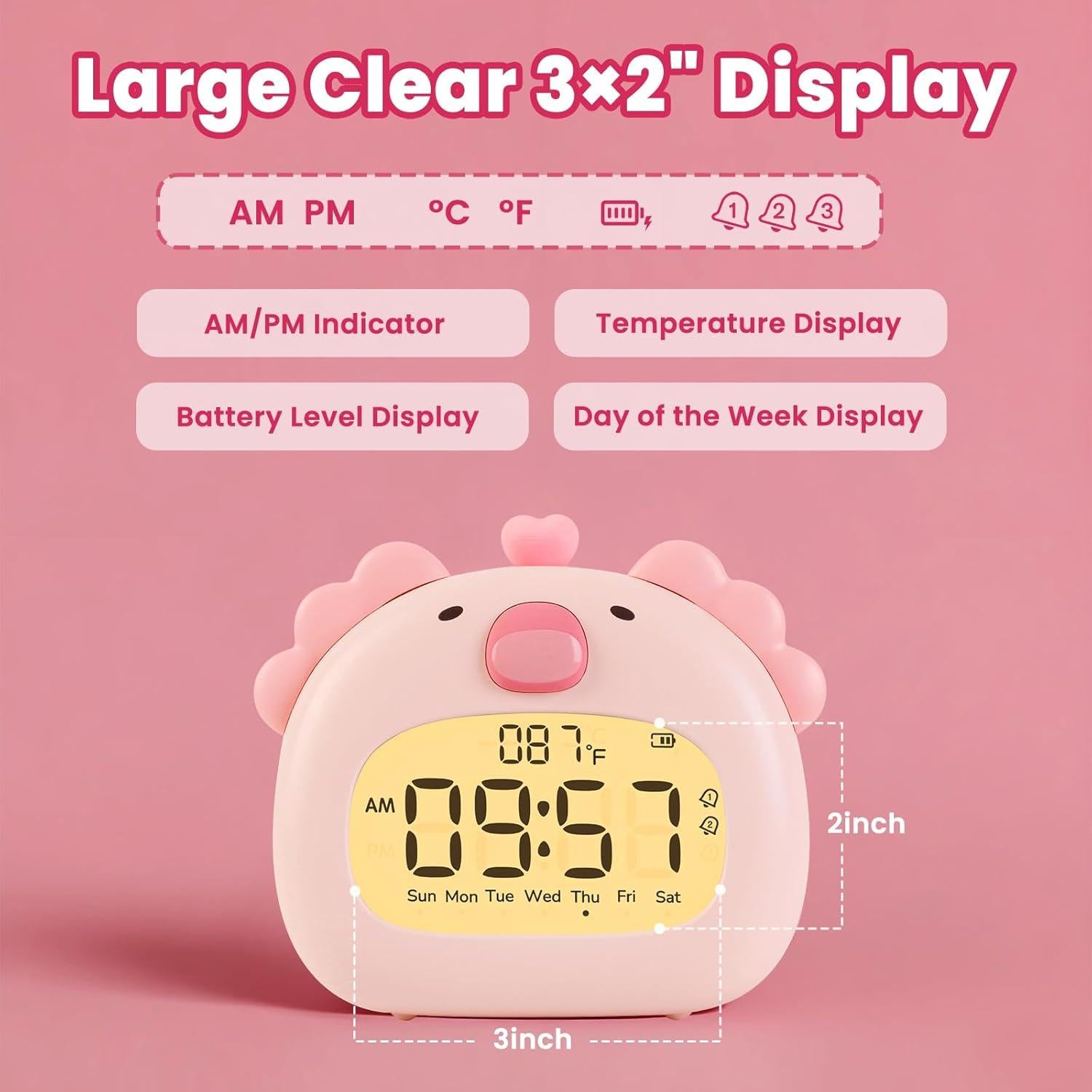 Reloj Despertador Digital Aokpsrt Axolotl Rosa con Luz