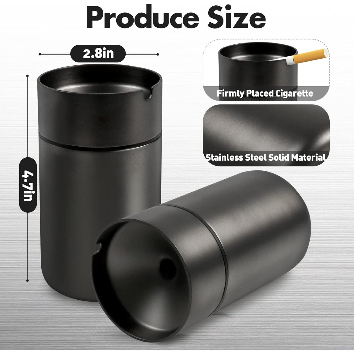Cenicero de Acero Inoxidable JOCHA a Prueba de Olores 2 PACK