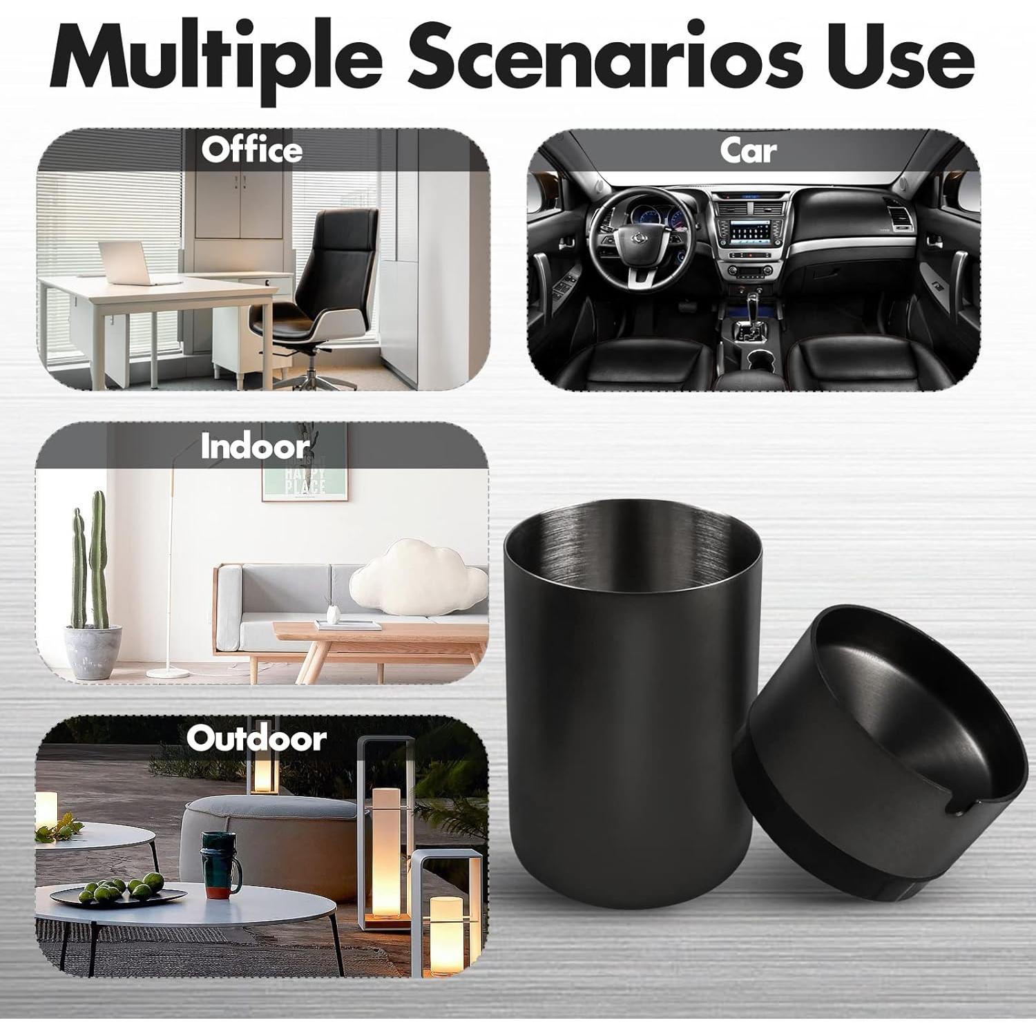 Cenicero de Acero Inoxidable JOCHA a Prueba de Olores 2 PACK