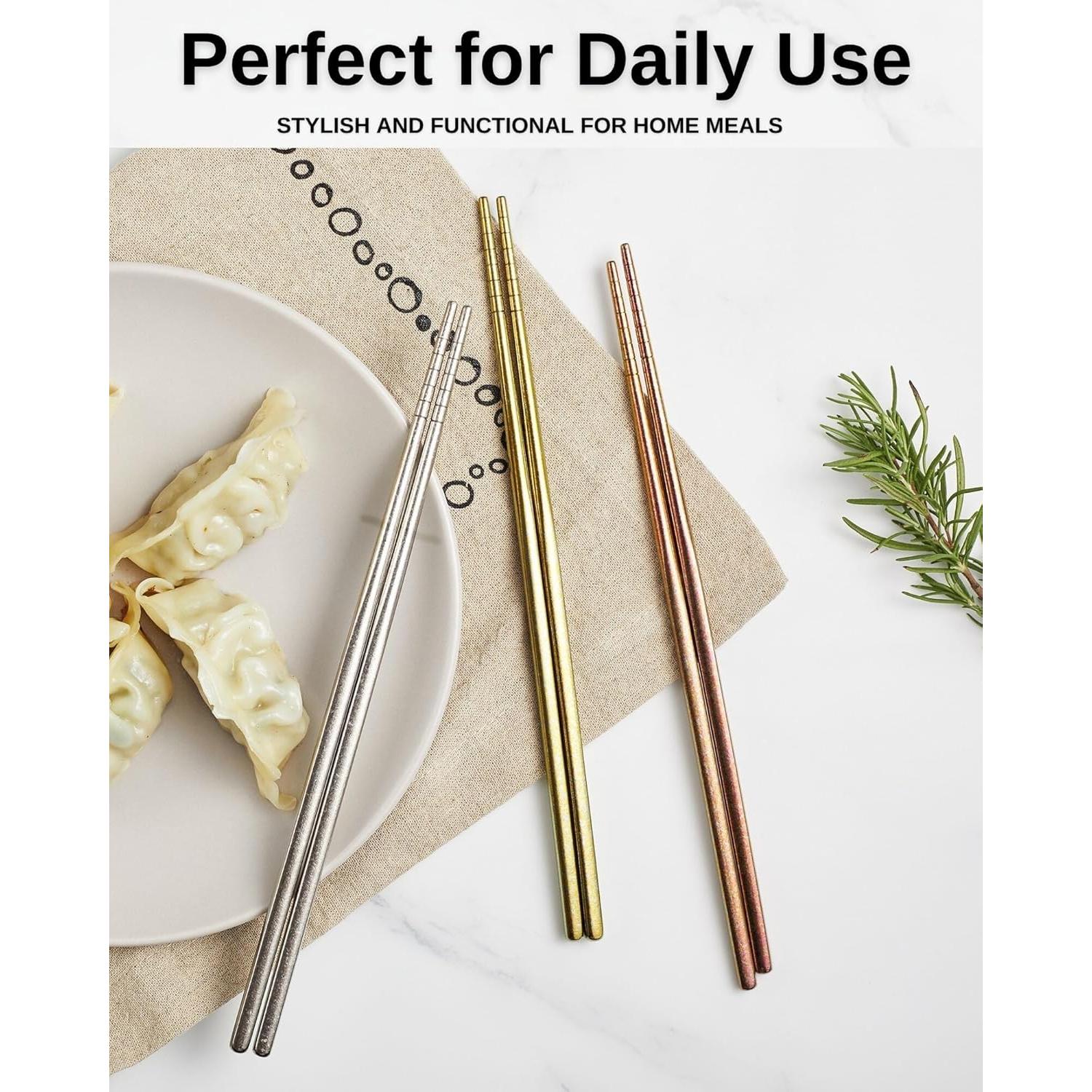 Palillos de Titanio Reutilizables MUMSUNG 23cm Antideslizantes