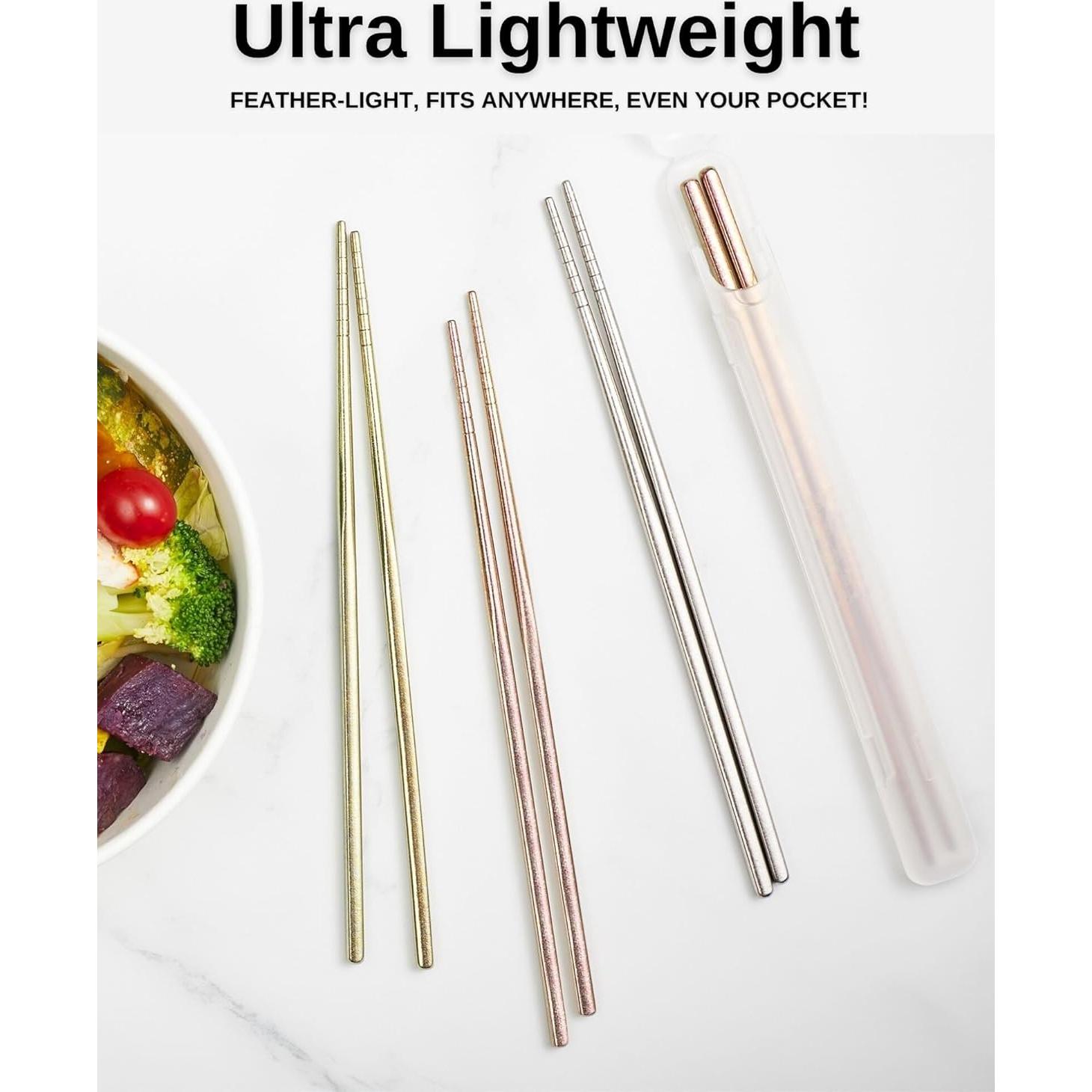 Palillos de Titanio Reutilizables MUMSUNG 23cm Antideslizantes