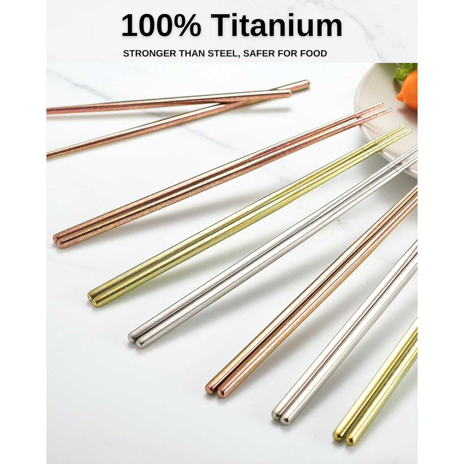 Palillos de Titanio Reutilizables MUMSUNG 23cm Antideslizantes