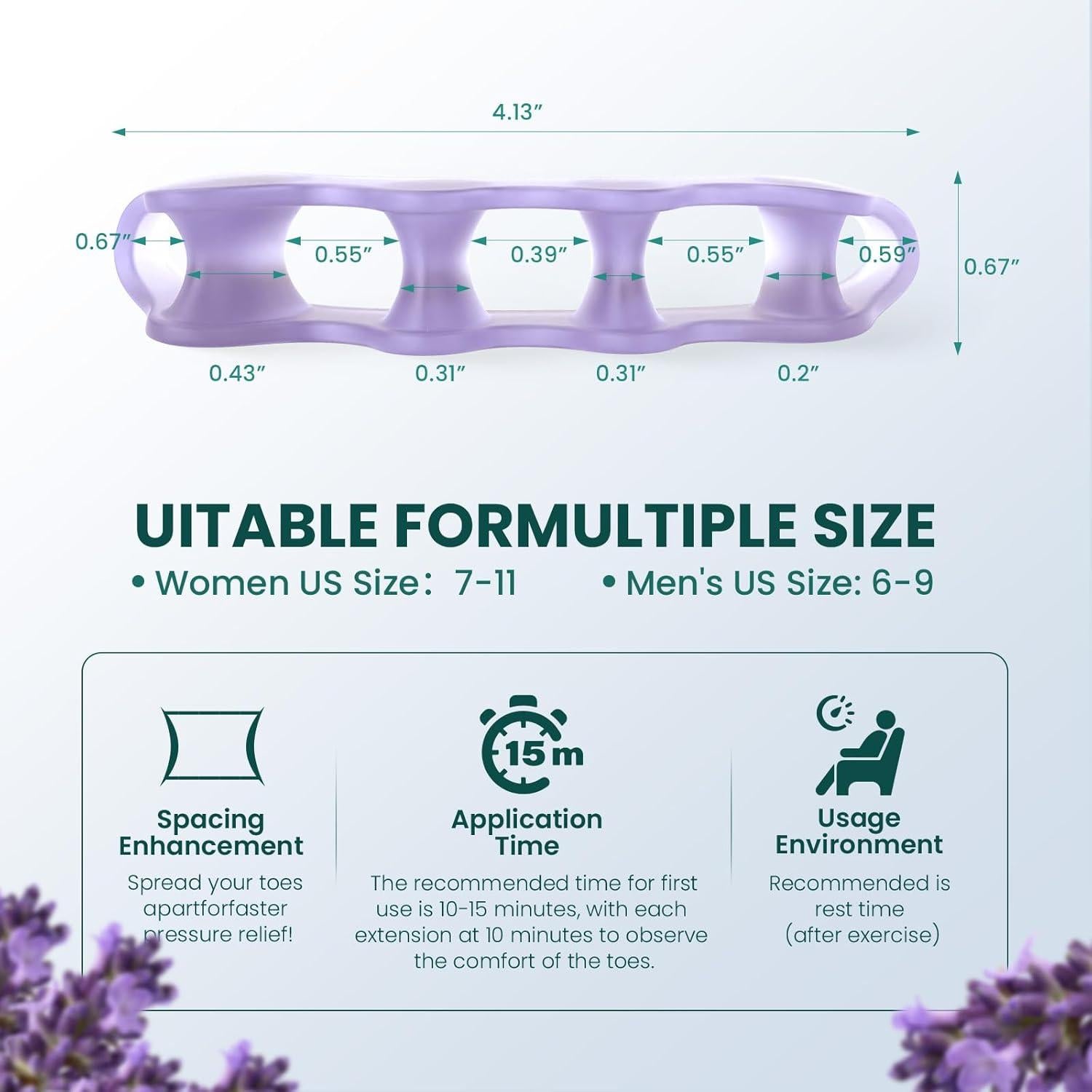 Separadores de Dedos Welnove con Extracto de Lavanda - 4 Piezas