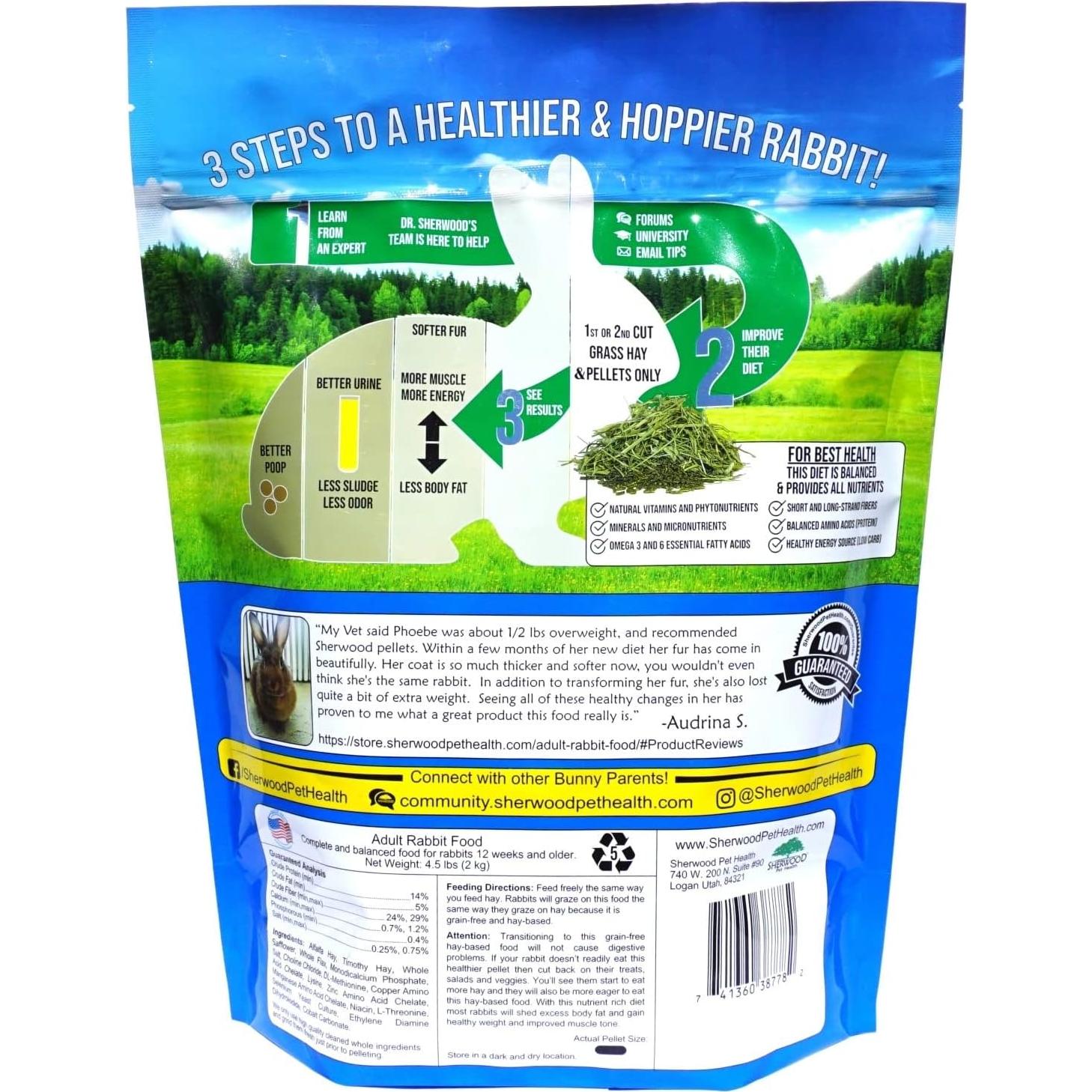 Alimento para Conejos Adultos Sherwood 2.04 kg - Sin Granos y Soja