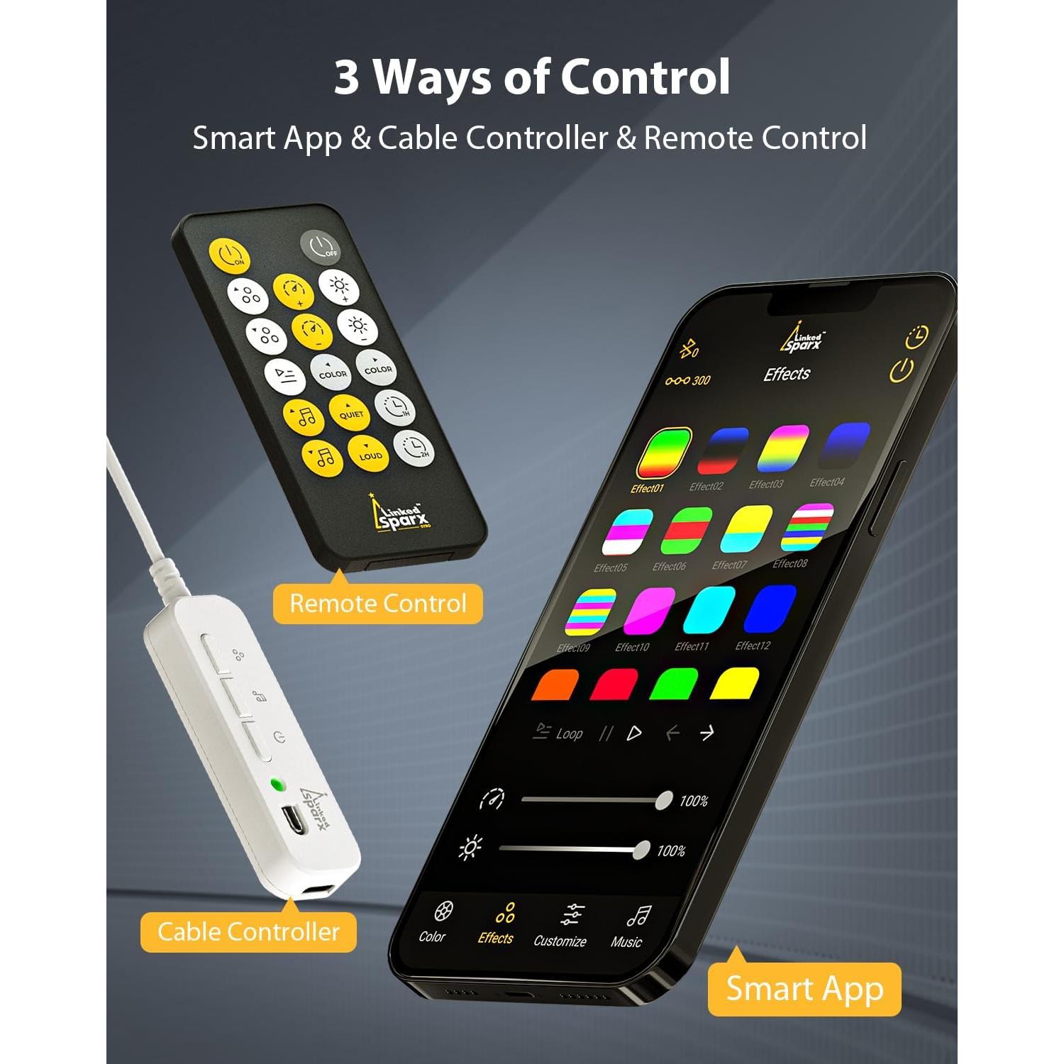 Paneles de Luz Hexagonal RGB LED LinkedSparx - Paquete de 8