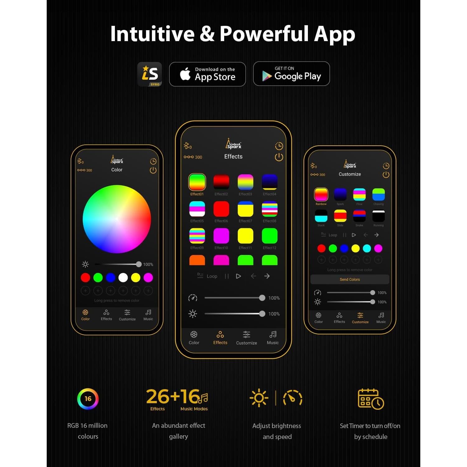 Paneles de Luz Hexagonal RGB LED LinkedSparx - Paquete de 8