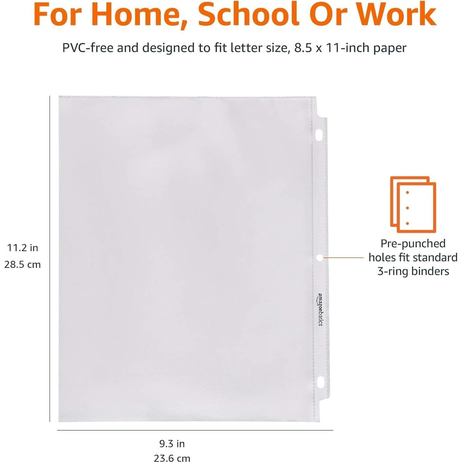 Protecciones de hojas Amazon Basics 100-paquete 21.6x27.9 cm