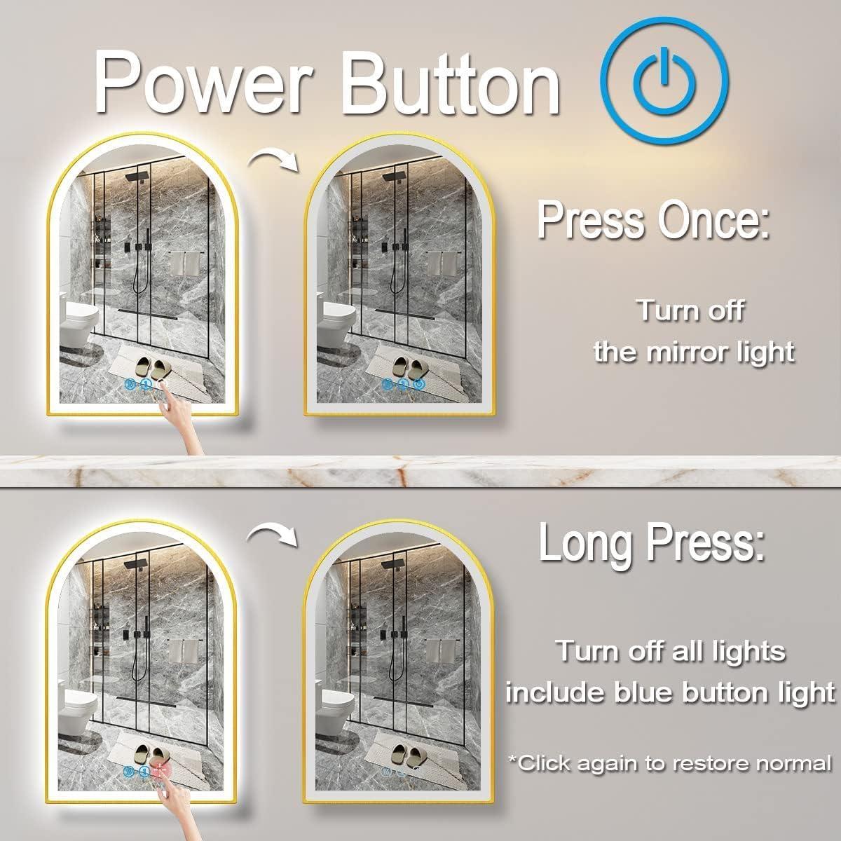 Espejo LED Arco Dorado 50x80 cm ARUMMA con Luz Regulable