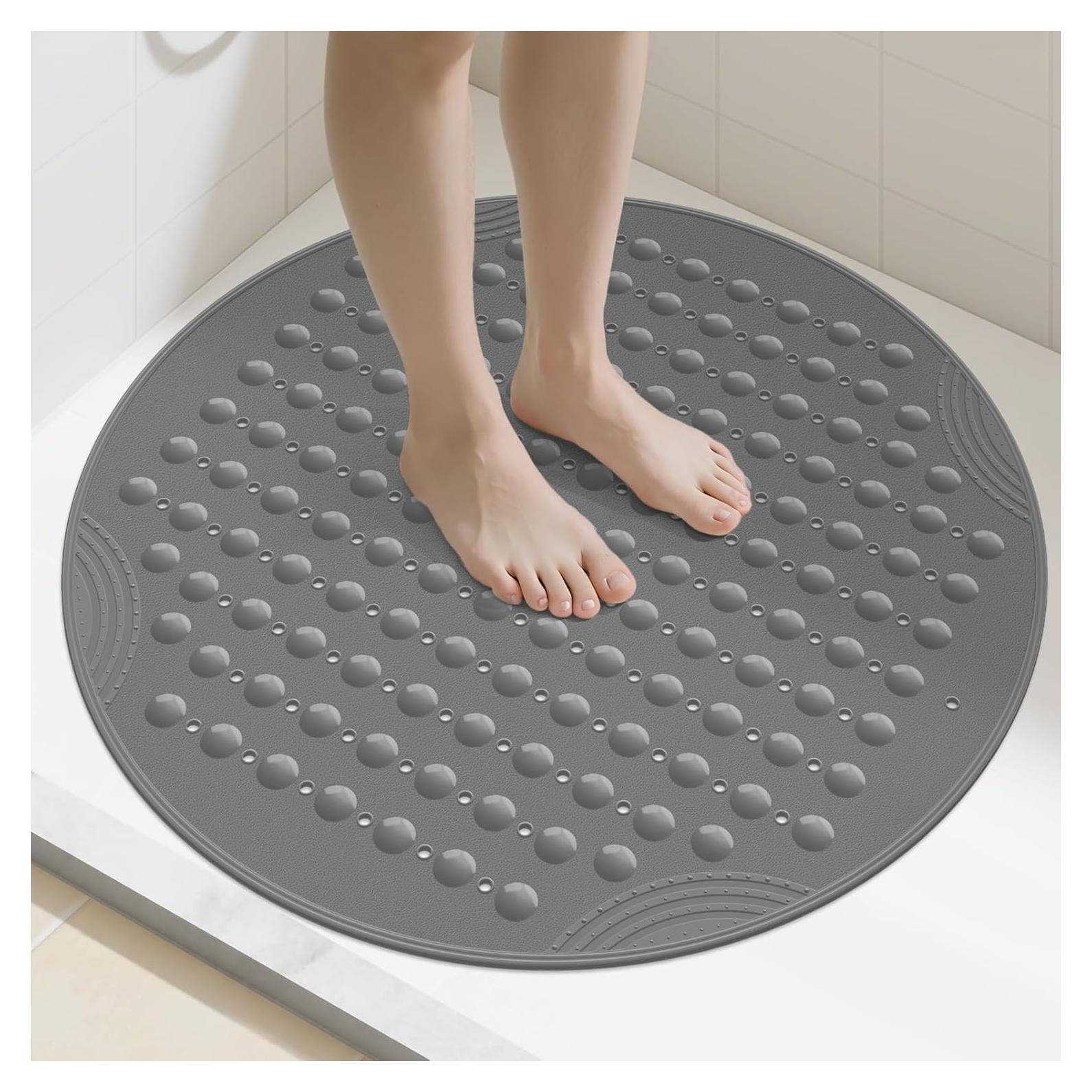 Alfombrilla de Ducha Antideslizante Yolife 65 cm Redonda Gris