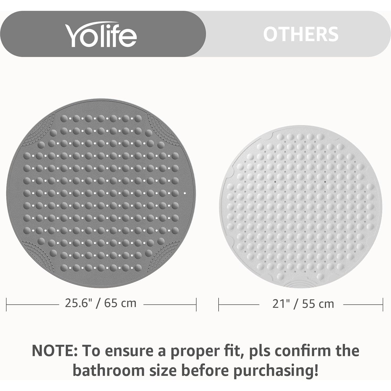 Alfombrilla de Ducha Antideslizante Yolife 65 cm Redonda Gris