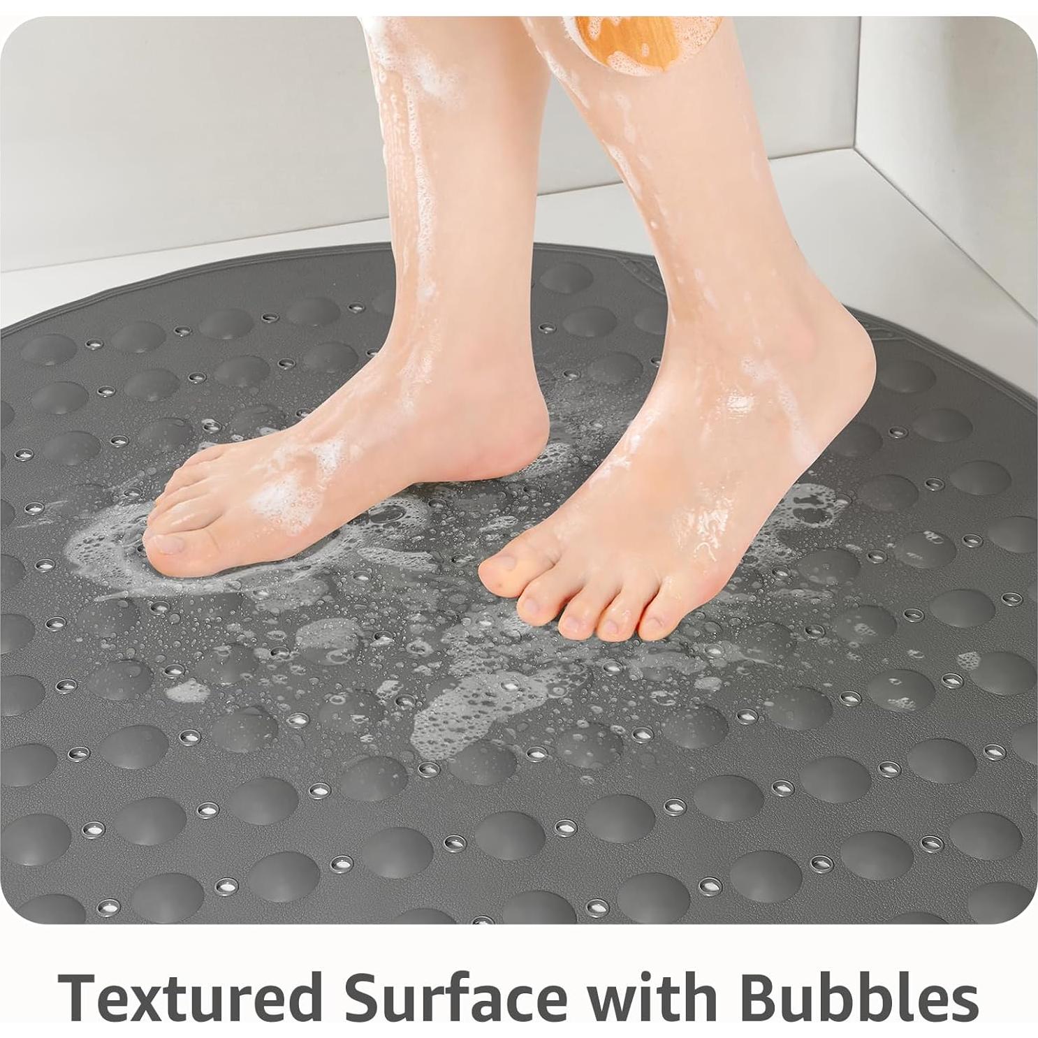 Alfombrilla de Ducha Antideslizante Yolife 65 cm Redonda Gris