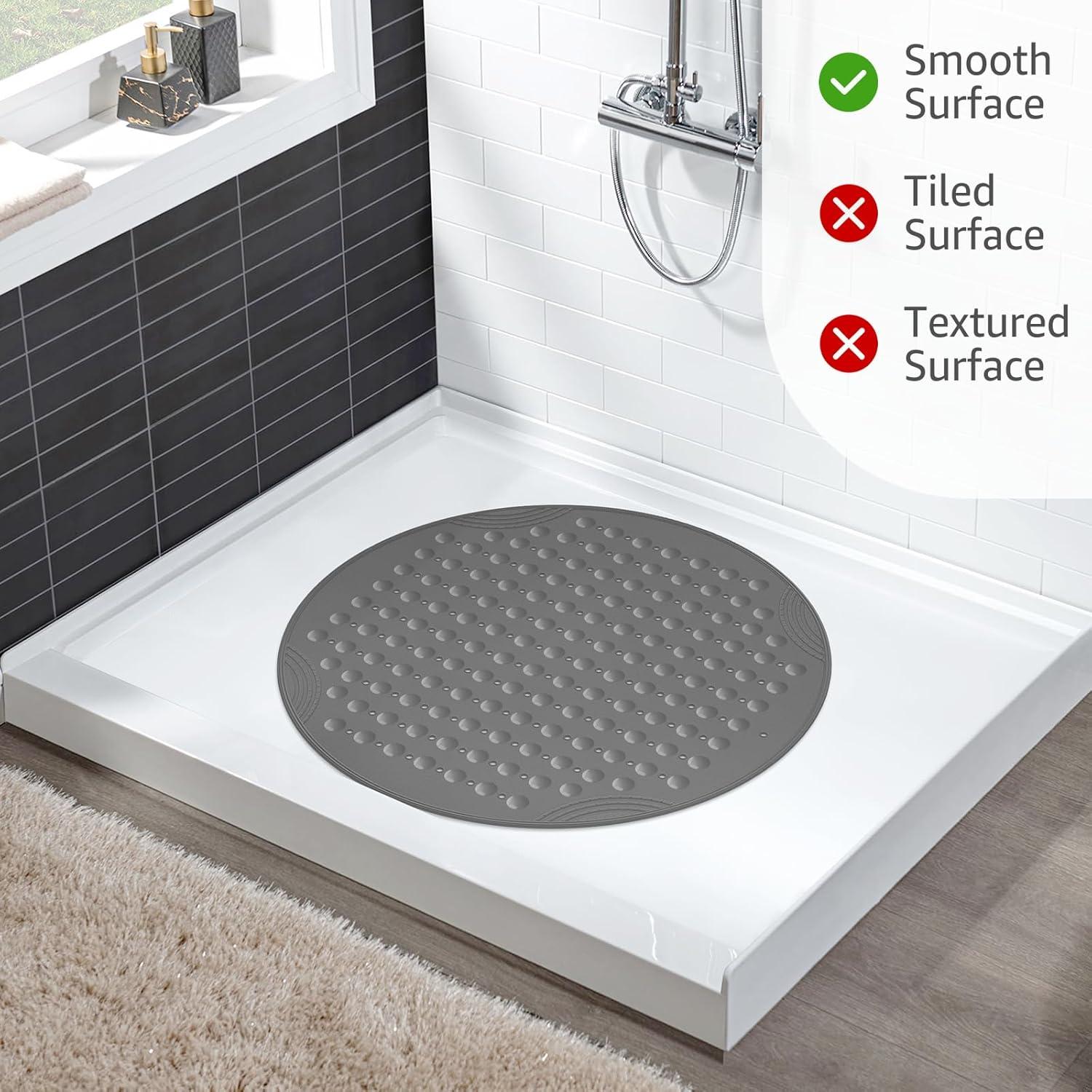 Alfombrilla de Ducha Antideslizante Yolife 65 cm Redonda Gris
