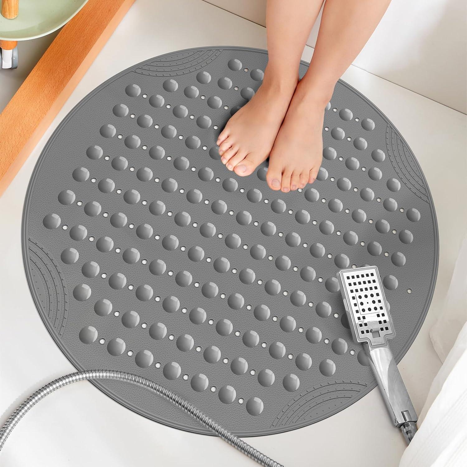 Alfombrilla de Ducha Antideslizante Yolife 65 cm Redonda Gris