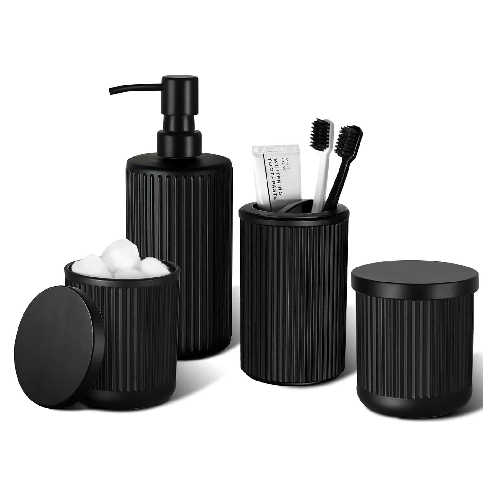 Juego de Accesorios de Baño KASUNTING Negro Mate 4 Piezas