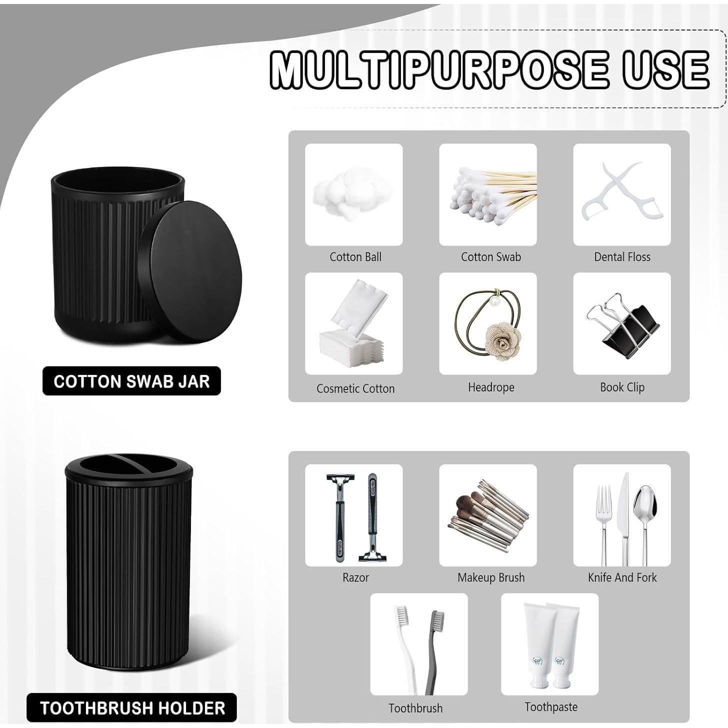 Juego de Accesorios de Baño KASUNTING Negro Mate 4 Piezas