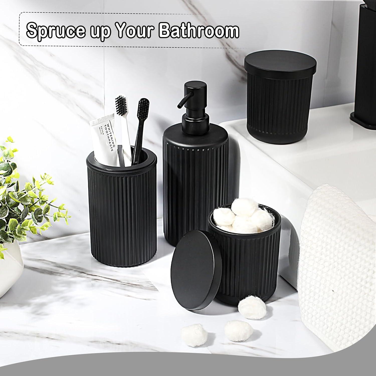 Juego de Accesorios de Baño KASUNTING Negro Mate 4 Piezas