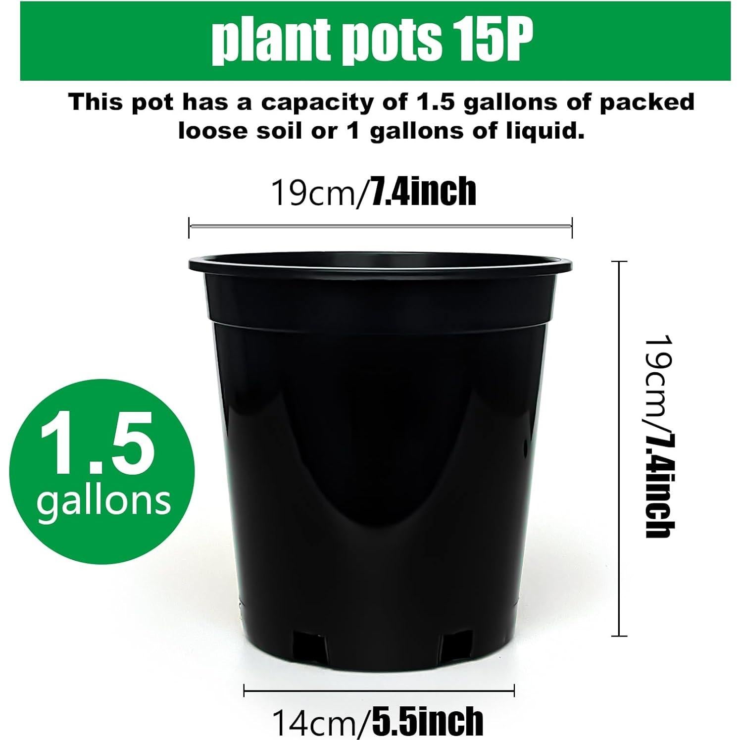 Macetas de Plástico RooTrimmer 7.5" 1.5 Galones Paquete 15