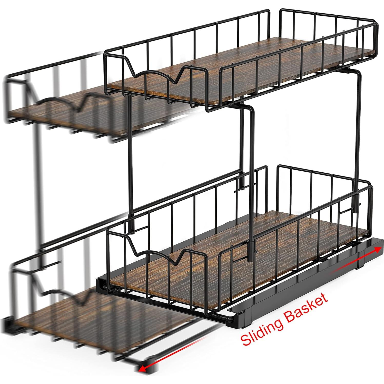 Organizador de Cajón Deslizante Simple Houseware 2 Niveles Negro