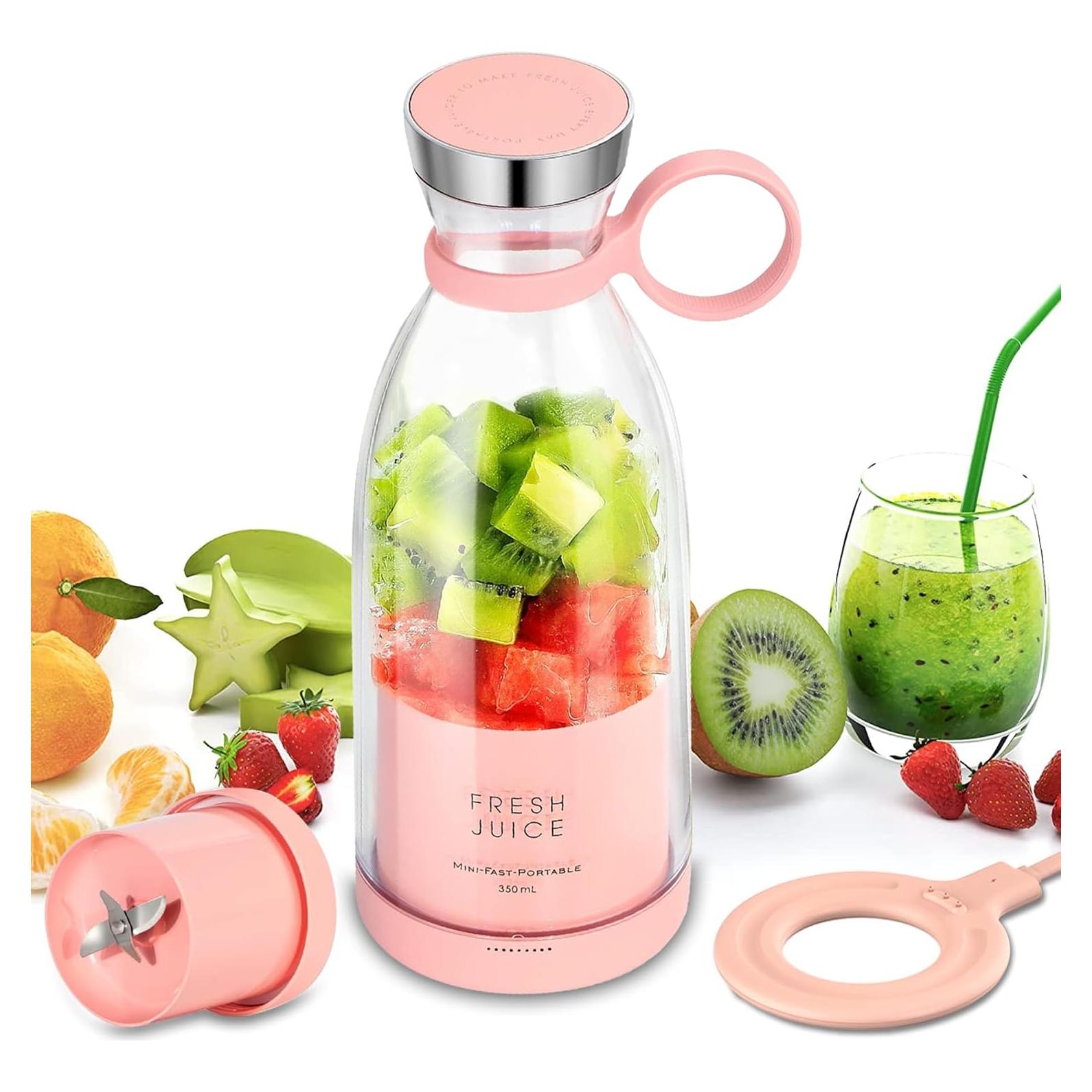 Mezclador Portátil Bebesiri 350ml USB Acero Inoxidable Rosa