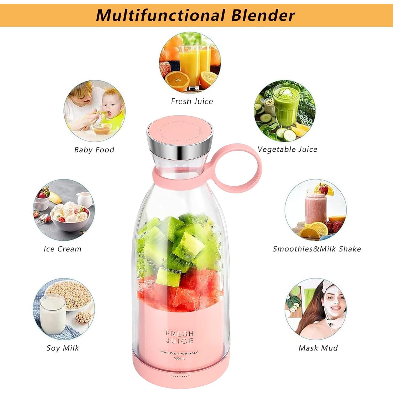 Mezclador Portátil Bebesiri 350ml USB Acero Inoxidable Rosa