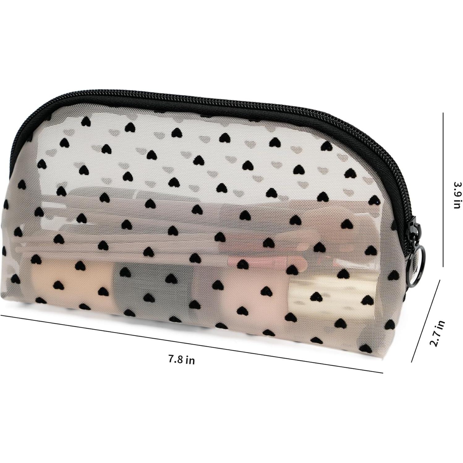 Bolsa de Maquillaje de Malla Nylon TMMB Beige y Negro 21.6x8.9x12.7cm