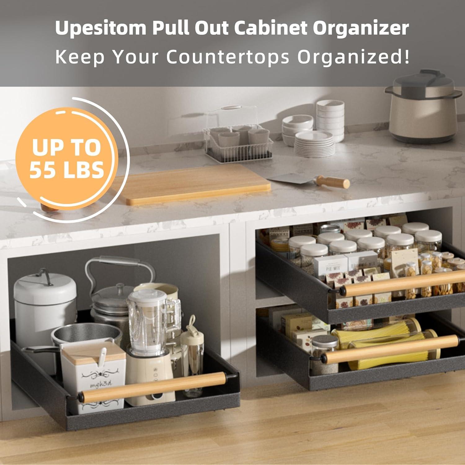 Organizador de Gabinete Deslizante Expandible Upesitom Negro 38.86 cm