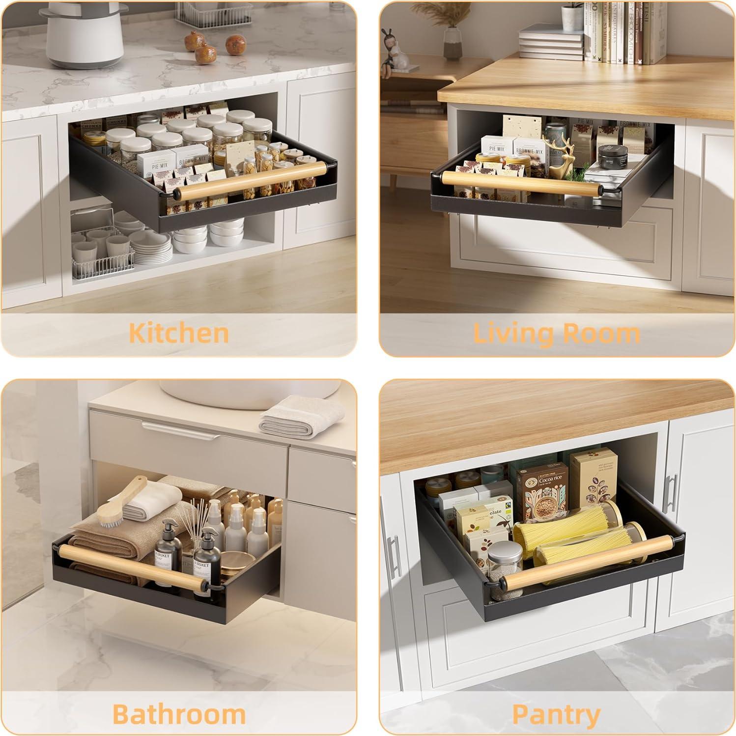 Organizador de Gabinete Deslizante Expandible Upesitom Negro 38.86 cm