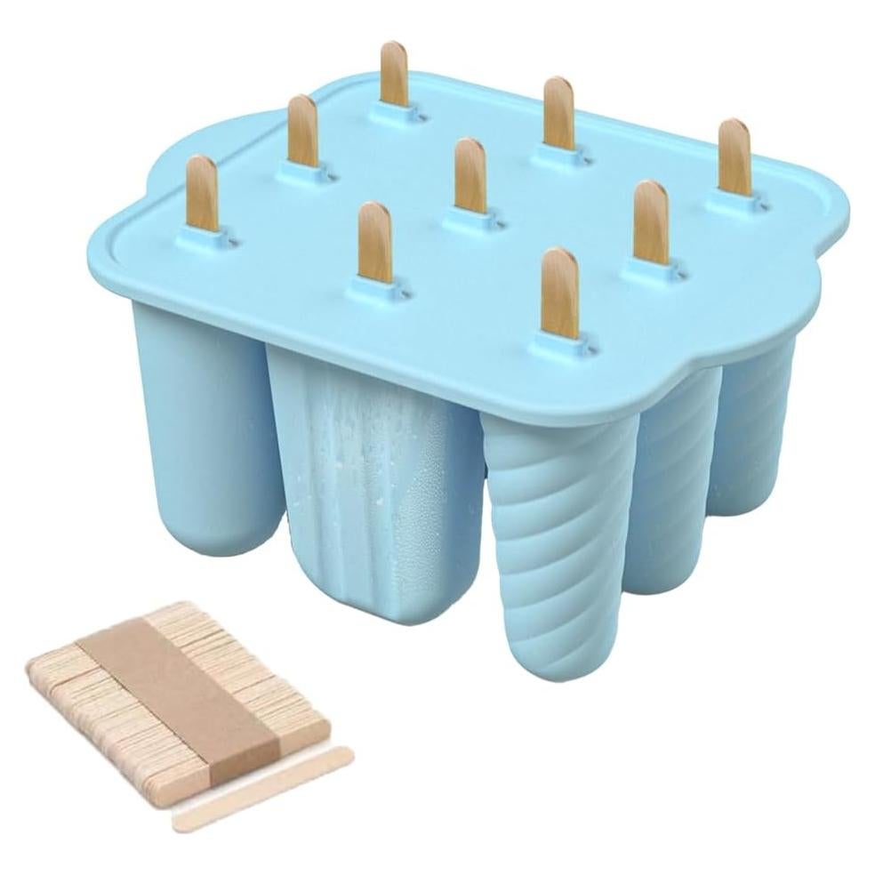 Moldes de Popsicles de Silicona Jutcll 9 Cavidades Azul