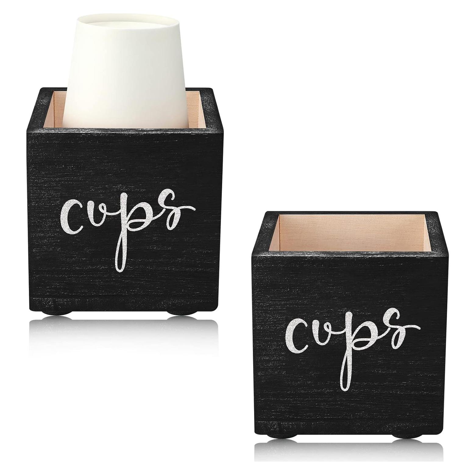 Dispensador de Tazas de Madera Yookeer - 2 Piezas 9.3 cm