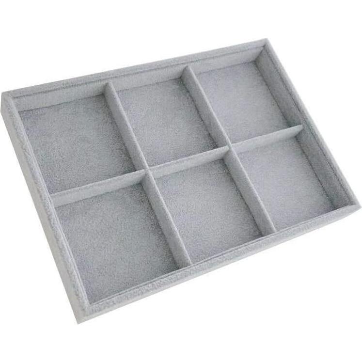 Bandeja Organizadora de Joyería Svea Display 6 Compartimentos Terciopelo Gris