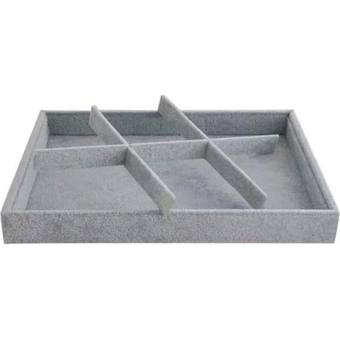 Bandeja Organizadora de Joyería Svea Display 6 Compartimentos Terciopelo Gris