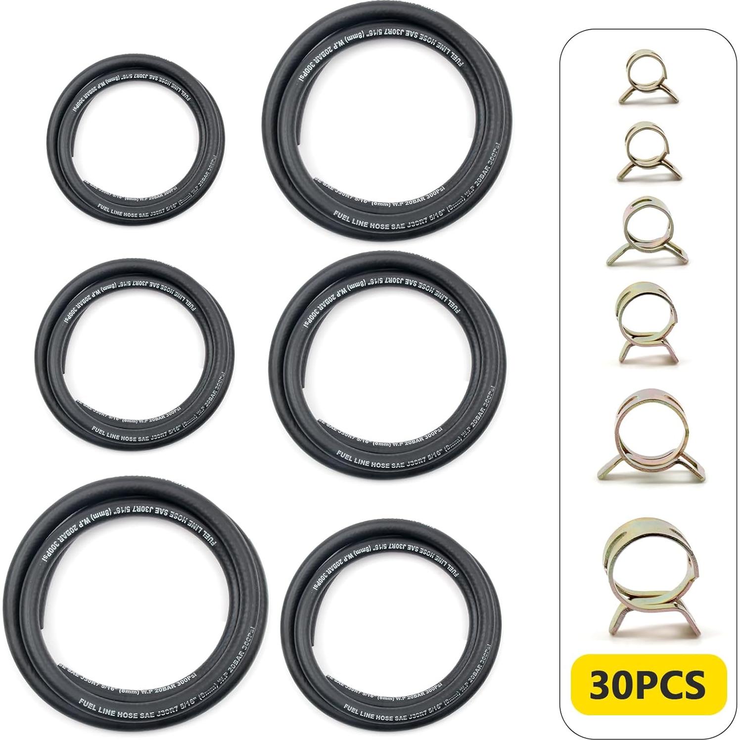 Kit Manguera Combustible Shineyoo 1.52m 6 Tamaños + 30 Abrazaderas