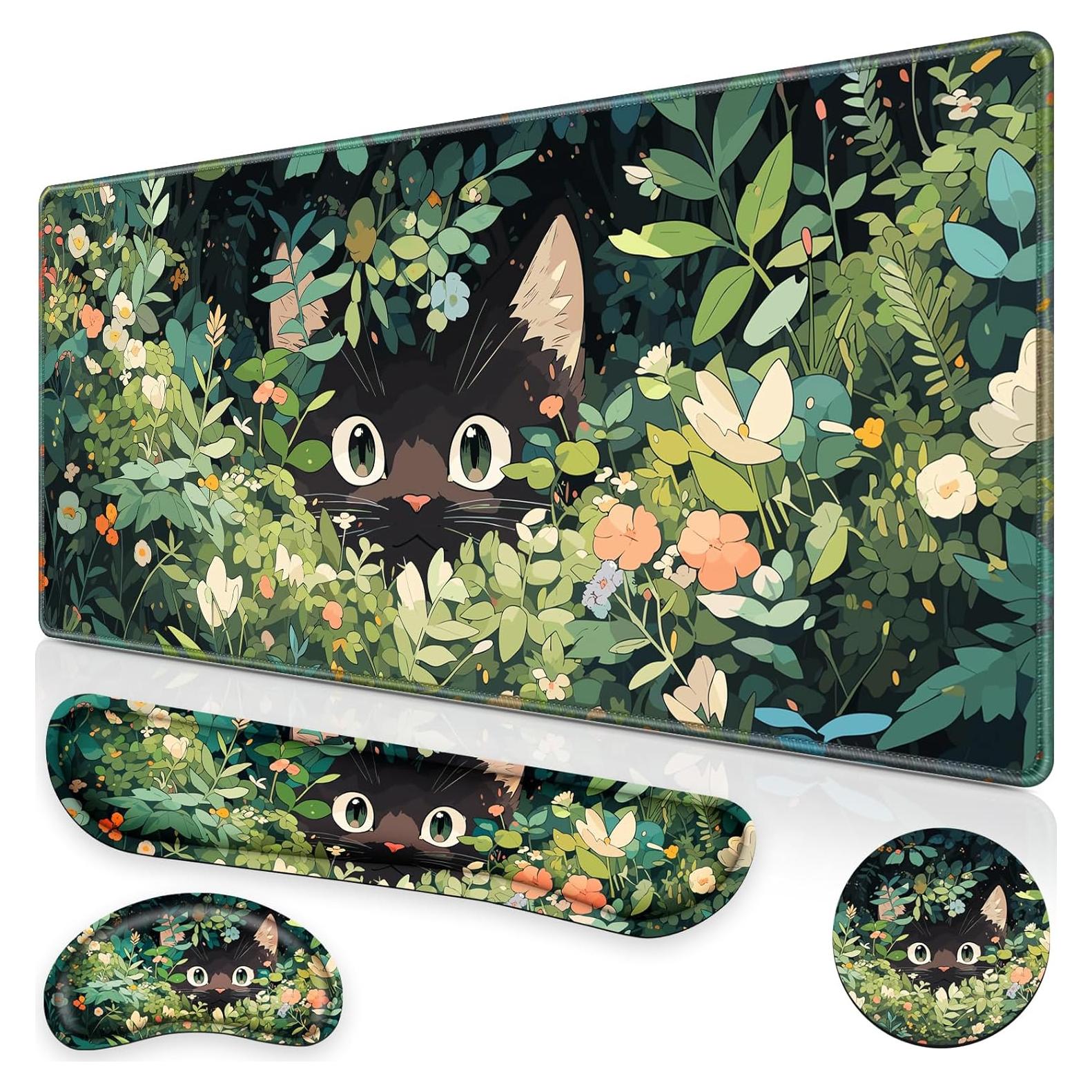 Conjunto Alfombrillas de Ratón 4-en-1 Canjoy Gatos Negros